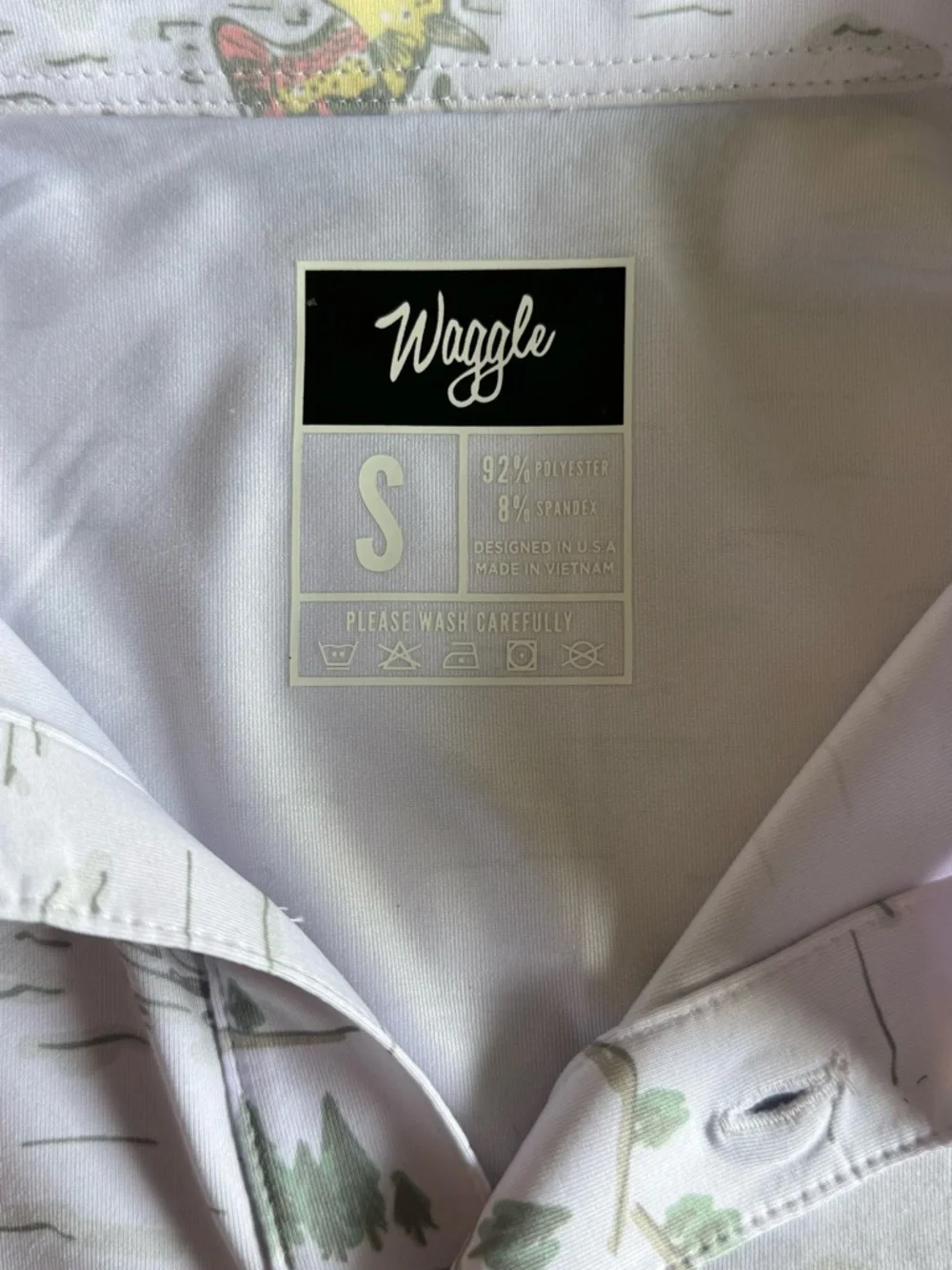 Men's White Fishing-Print Polo Shirt - Picture 3 of 4
